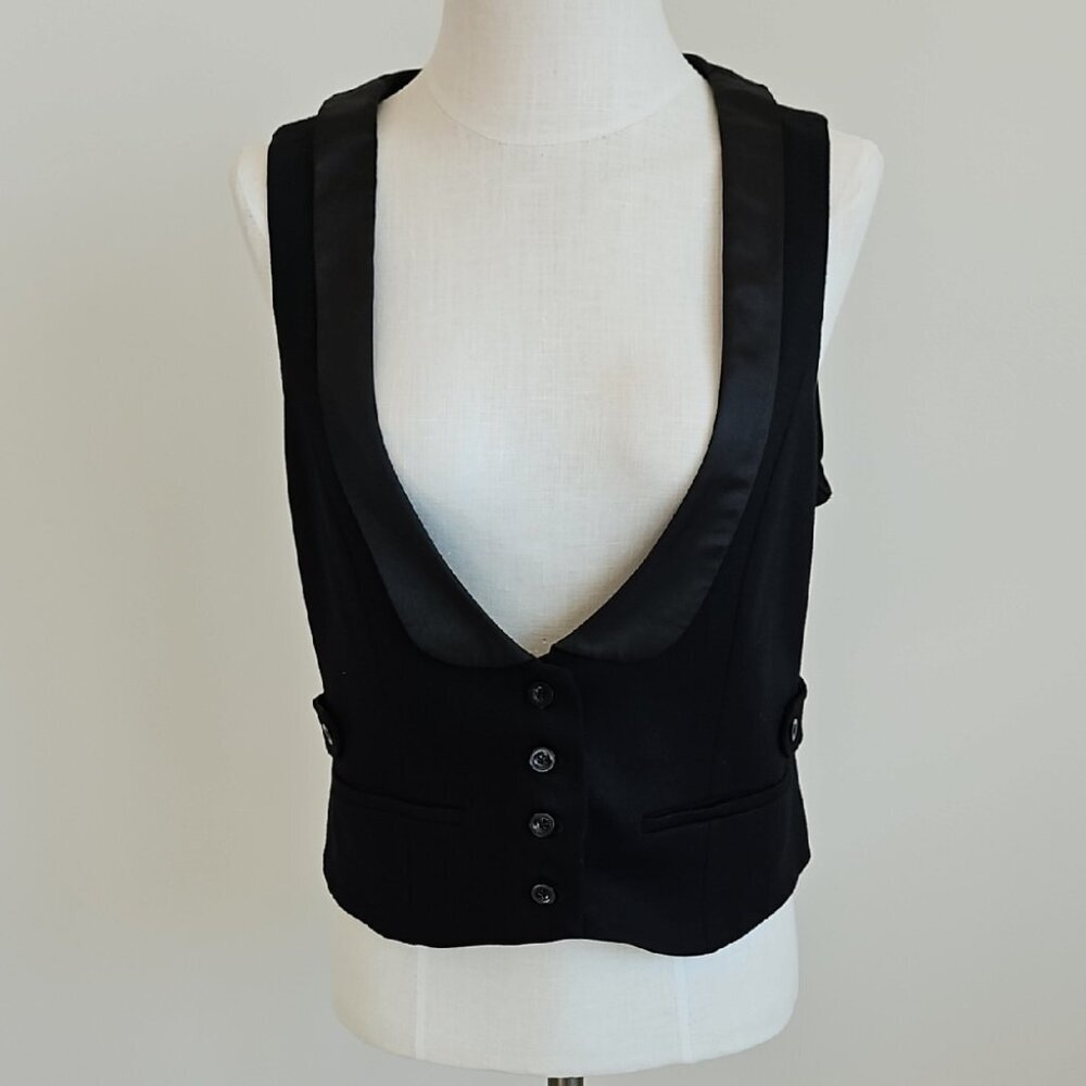 GAP Charcoal Vest with Satin Accents